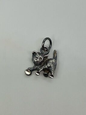 Vintage 925 Sterling Silver Playful Kitten Cat Mini Charm